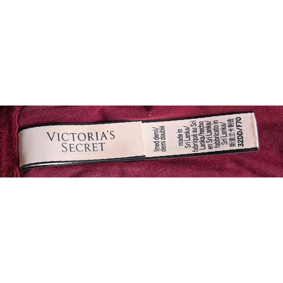 Victoria's Secret Lined Demi Bra Size 32DD Maroon Metallic - Picture 4 of 4